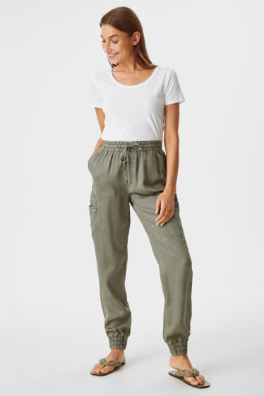 Femmes - Pantalon en toile - relaxed fit - kaki
