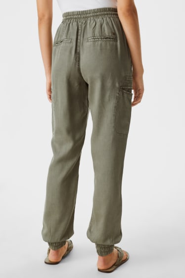 Femmes - Pantalon en toile - relaxed fit - kaki