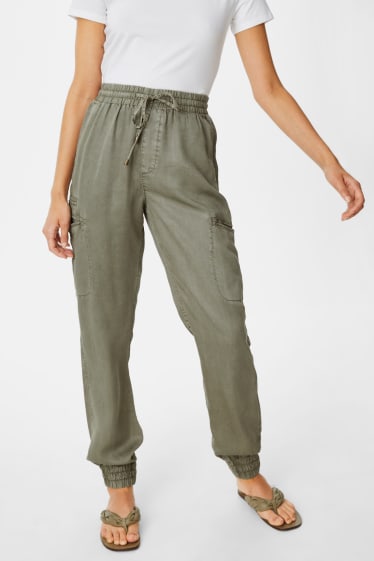 Femmes - Pantalon en toile - relaxed fit - kaki