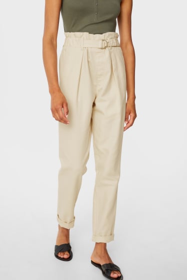 Donna - Pantaloni paperbag - slim fit - champagne