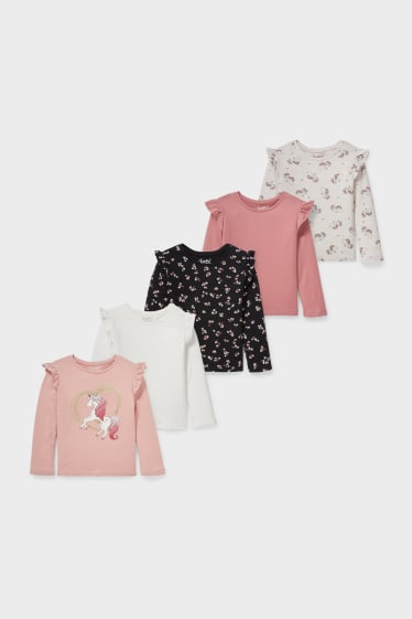 Toddler Girls - Multipack 5er - Langarmshirt - weiß / rosa