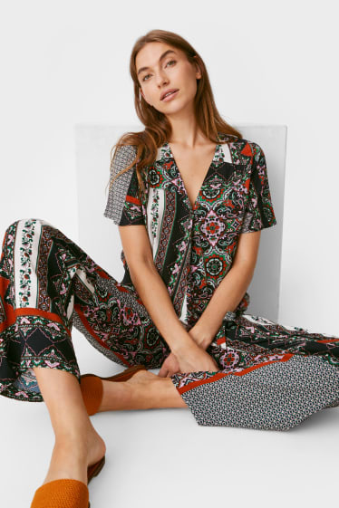 Damen - Bluse mit Knotendetail - dunkelblau