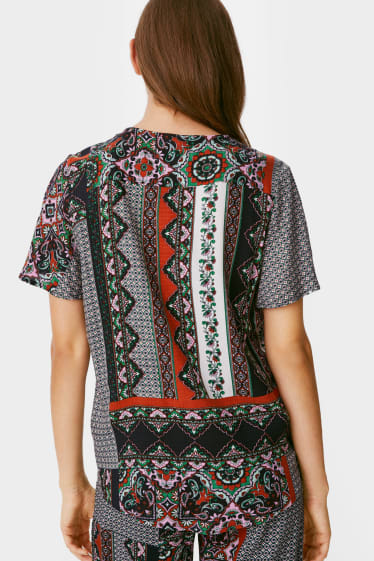 Damen - Bluse mit Knotendetail - dunkelblau