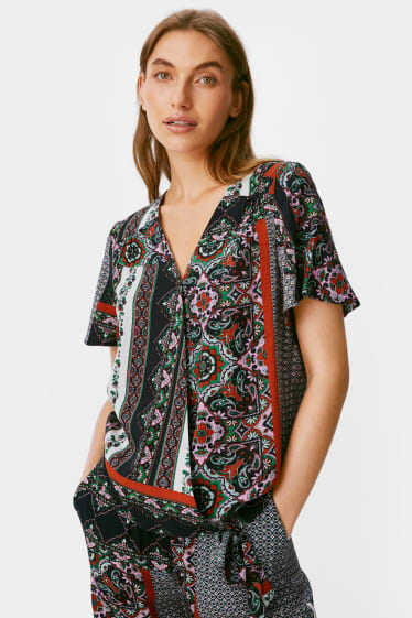Damen - Bluse mit Knotendetail - dunkelblau