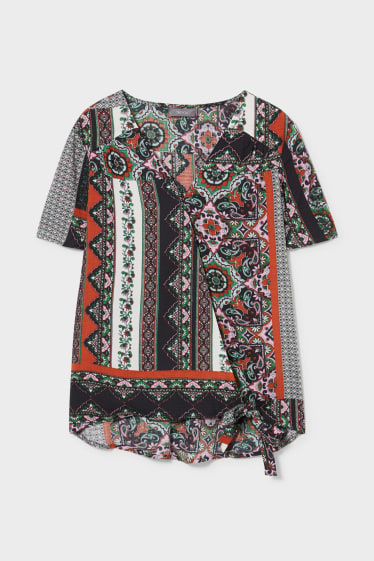 Damen - Bluse mit Knotendetail - dunkelblau