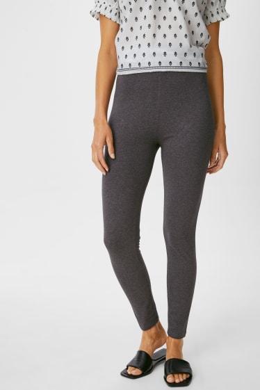 Dames - Set van 2 - basic-legging - grijs-mix