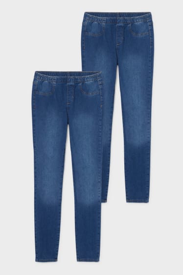 Dames - Set van 2 - jegging jeans - jeansblauw