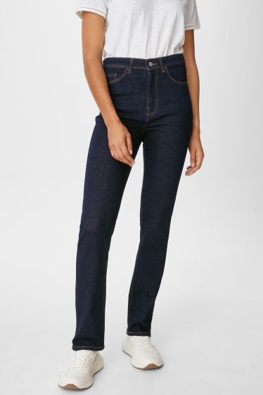 Dámské - Straight jeans - super high waist - z recyklovaného materiálu - džíny - tmavomodré