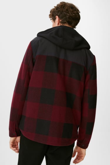Clockhouse Boys - CLOCKHOUSE - giacca con cappuccio - quadri - rosso scuro
