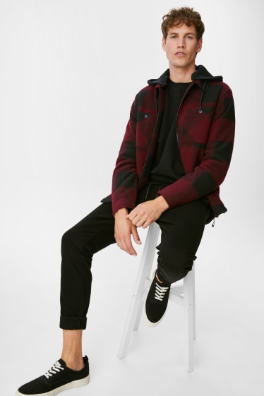Clockhouse Boys - CLOCKHOUSE - giacca con cappuccio - quadri - rosso scuro