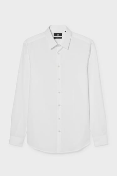 Uomo - Camicia business - slim fit - collo all'italiana - facile da stirare - bianco