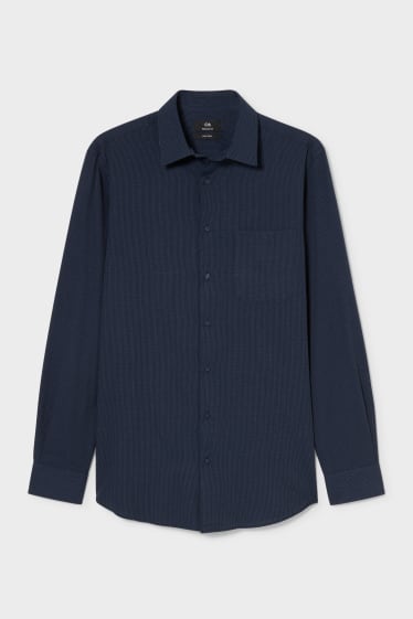 Uomo - Camicia business - regular fit - collo all'italiana - facile da stirare - blu scuro