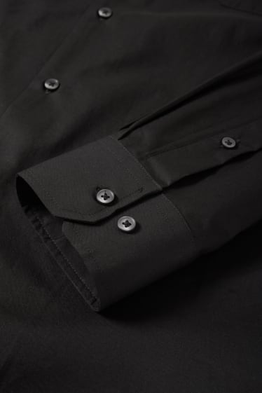 Hommes - Chemise de bureau - regular fit - manches ultra-longues - facile à repasser - noir