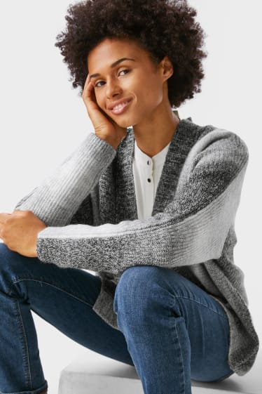 Damen - Strickjacke - hellgrau-melange