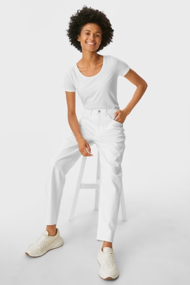 Dámské - Balloon jeans - high waist - krémově bílá