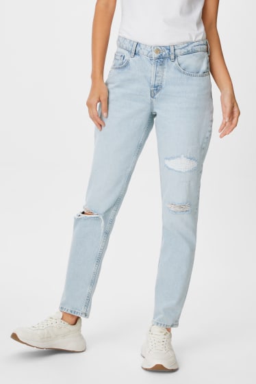 Dames - Premium boyfriend jeans - low waist - jeansblauw