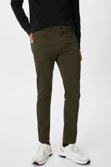 Uomo - Pantaloni di stoffa - slim fit - verde scuro