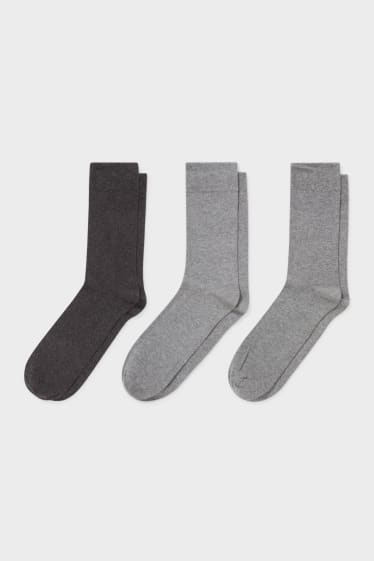 Hombre - Pack de 3 - calcetines - remate cómodo - gris oscuro / gris claro