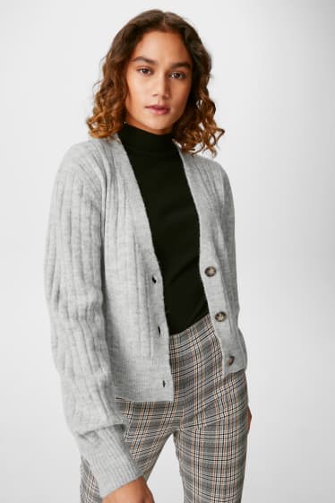 Clockhouse femme - CLOCKHOUSE - gilet en maille - gris clair chiné