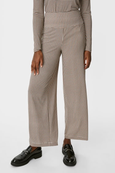 Damen - Stoffhose - Palazzo - kariert - bunt