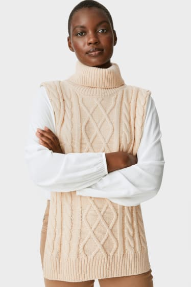Femmes - Débardeur en maille - beige