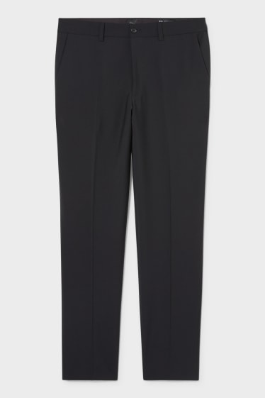 Pánské - Oblekové kalhoty - regular fit - flex - směs střižné vlny - LYCRA® - černá