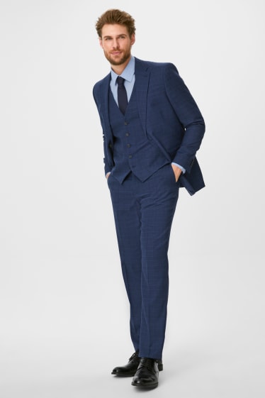 Herren - Baukasten-Weste - Regular Fit - kariert - dunkelblau