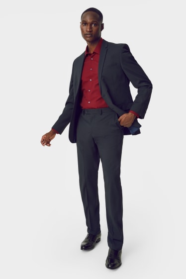 Hommes - Chemise de bureau - slim fit - col kent - facile à repasser - rouge foncé