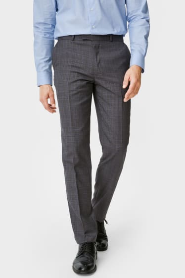 Bărbați - Pantaloni modulari - regular fit - fir italienesc - în carouri - gri închis