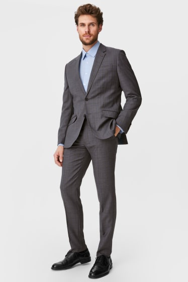 Uomo - Giacca coordinabile - regular fit - filato italiano - a quadretti - grigio scuro