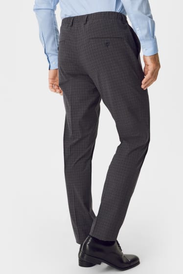 Herren - Baukasten-Hose - Slim Fit - Flex - recycelt - kariert - grau