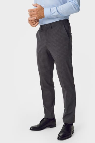 Herren - Baukasten-Hose - Slim Fit - Flex - recycelt - kariert - grau