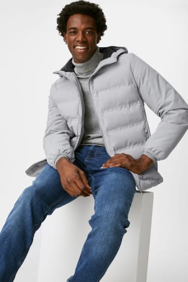 Herren - Steppjacke mit Kapuze - THERMOLITE® - hellgrau