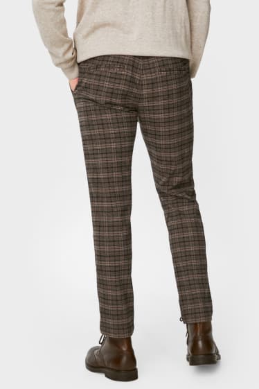 Uomo - Pantaloni chino - tapered fit - LYCRA® - quadretti - grigio-marrone