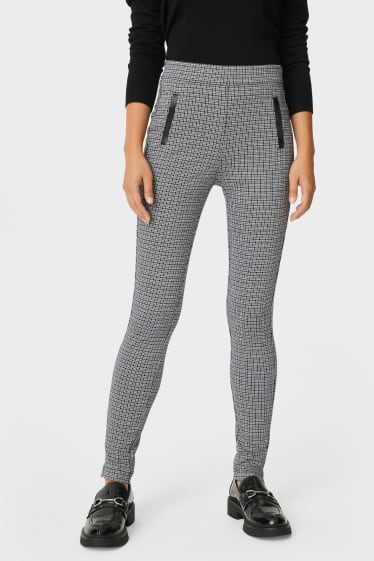 Dames - Legging - geruit - wit