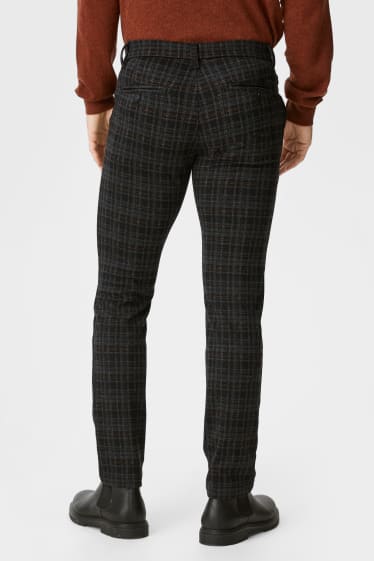 Herren - Chino - Slim Fit - Flex - LYCRA® - kariert - dunkelgrau