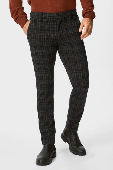 Herren - Chino - Slim Fit - Flex - LYCRA® - kariert - dunkelgrau