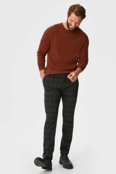 Herren - Chino - Slim Fit - Flex - LYCRA® - kariert - dunkelgrau