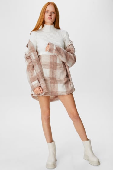 Clockhouse Girls - Mini skirt - check - beige
