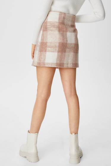 Clockhouse Girls - Mini skirt - check - beige