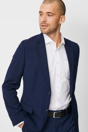 Herren - Baukasten-Sakko - Regular Fit - Stretch - kariert - dunkelblau