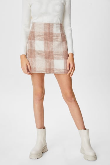 Clockhouse Girls - Mini skirt - check - beige