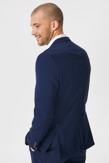 Herren - Baukasten-Sakko - Regular Fit - Stretch - kariert - dunkelblau