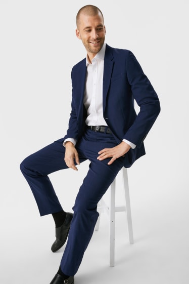 Herren - Baukasten-Sakko - Regular Fit - Stretch - kariert - dunkelblau