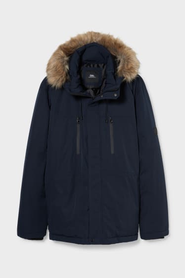 Exclu web - CLOCKHOUSE - veste à capuche et garniture de fausse fourrure - bleu foncé