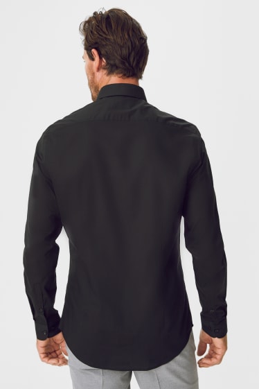 Pánské - Business košile - slim fit - kent - snadné žehlení - černá