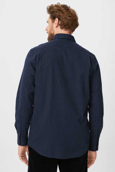 Uomo - Camicia business - regular fit - collo all'italiana - facile da stirare - blu scuro