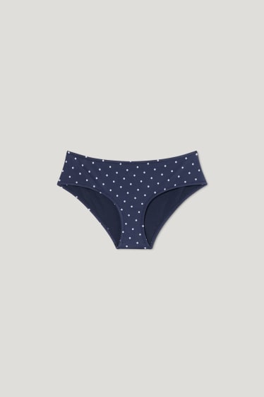 Dámské - Spodní díl bikin - mid waist - puntíkovaný - tmavomodrá