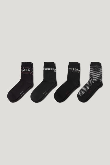 Mujer - Pack de 4 - calcetines navideños - negro