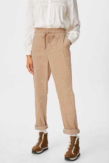 Women - Corduroy trousers - relaxed fit - beige
